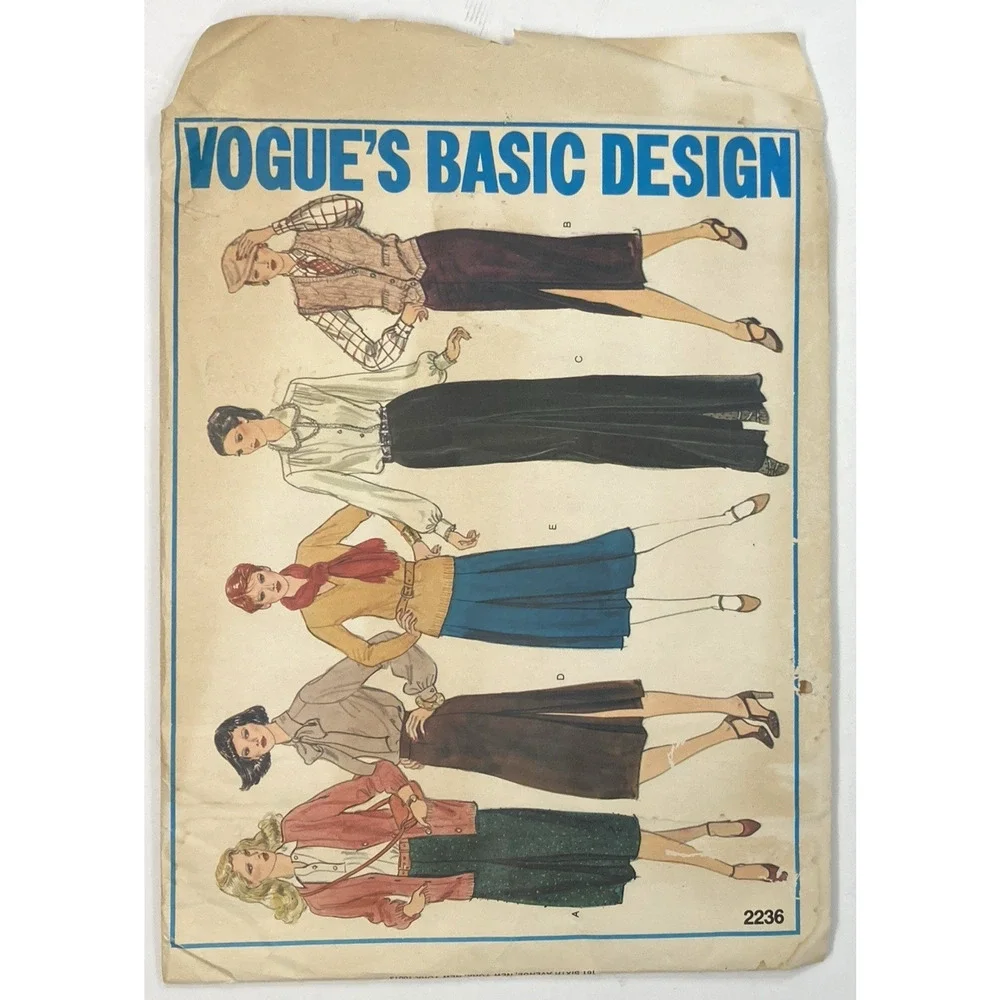 Vogue 2236 Basic Misses 70s Skirt Options Slim Pleat Midi Maxi Sz 8 Cut Complete